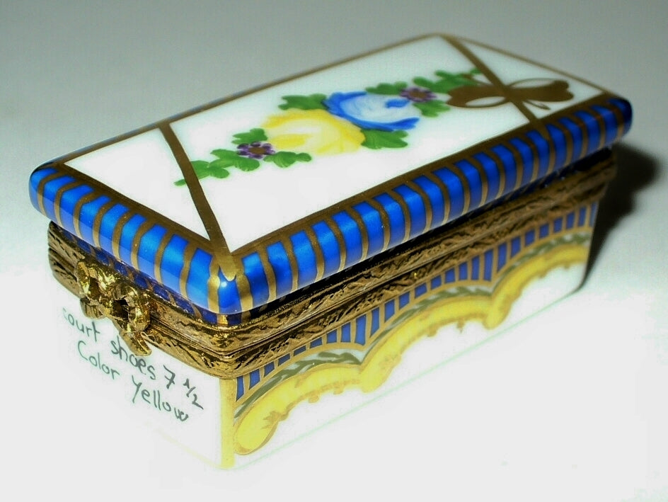 LIMOGES FRANCE BOX- SEVRES FLORAL SHOE BOX & HIGH HEELED SHOES - ROSES - FLOWERS