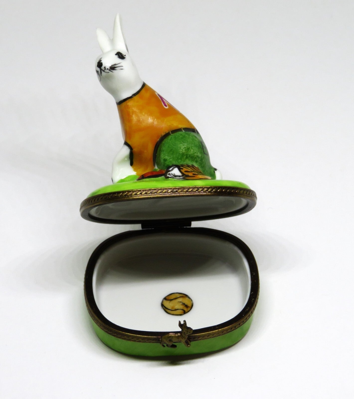 LIMOGES BOX - PARRY-VIELLE - BASEBALL PLAYING BUNNY - RABBIT - BALL & BAT & MITT