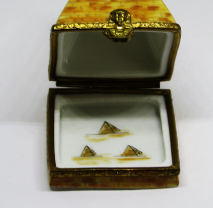 LIMOGES FRANCE BOX - RENAISSANCE GUILD - EGYPTIAN PYRAMID - PHARAOH'S HEAD CLASP