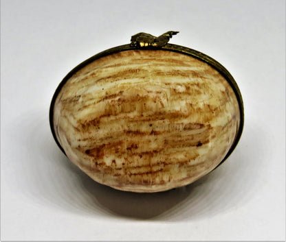 LIMOGES FRANCE BOX - VINTAGE WALNUT SHELL - NUT - SQUIRREL CLASP - BRANCH INSIDE