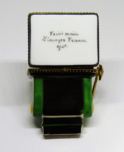 LIMOGES FRANCE BOX - ANTIQUE SLOT MACHINE - ONE-ARMED BANDIT - METAL HOPPER