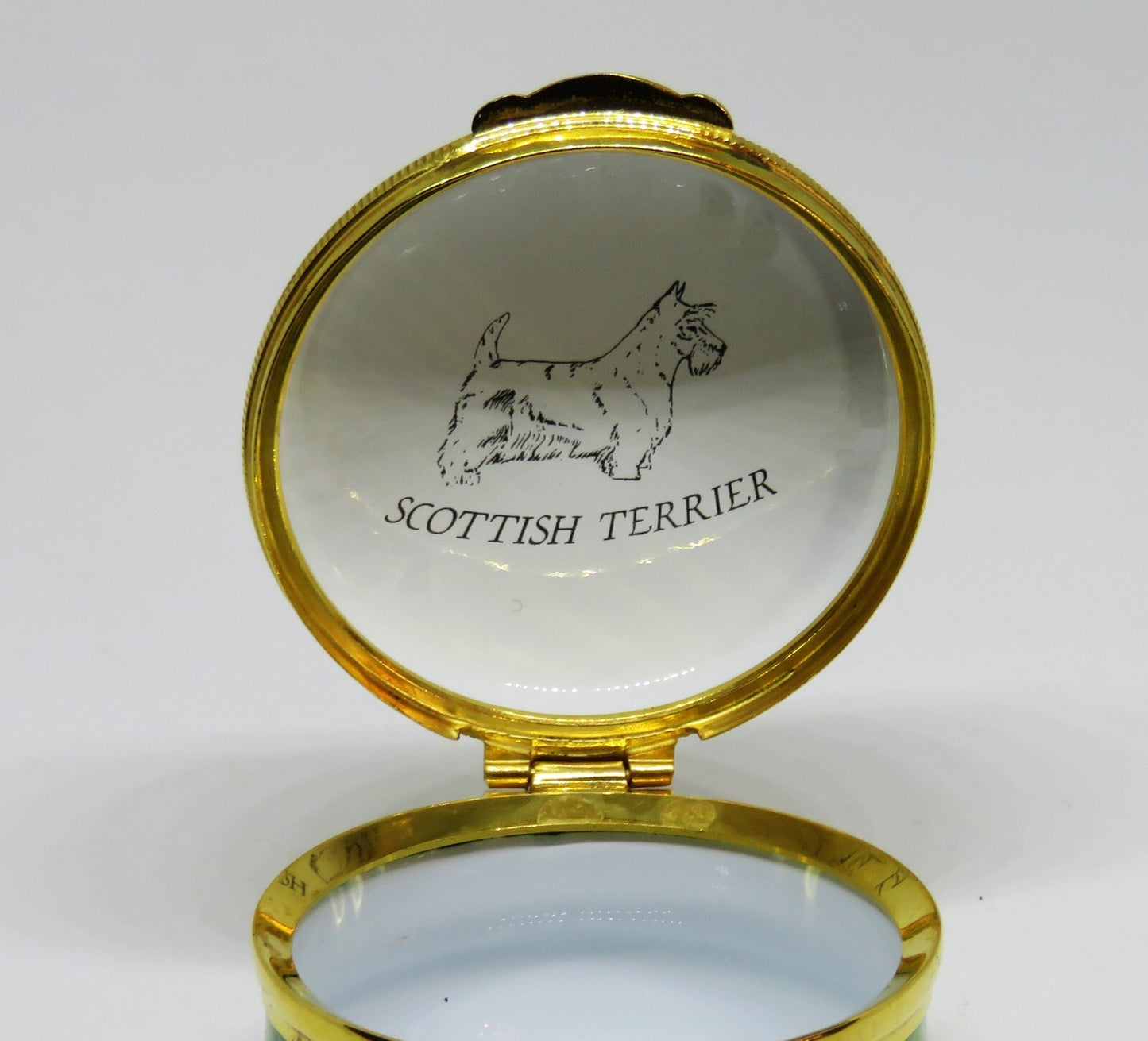 CRUMMLES ENGLISH ENAMEL BOX - SCOTTISH TERRIER PUPPY - DOG - SCOTTY - SCOTTIE