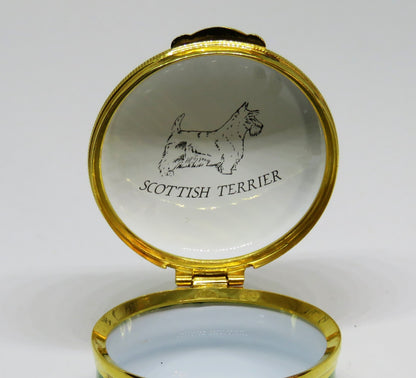 CRUMMLES ENGLISH ENAMEL BOX - SCOTTISH TERRIER PUPPY - DOG - SCOTTY - SCOTTIE