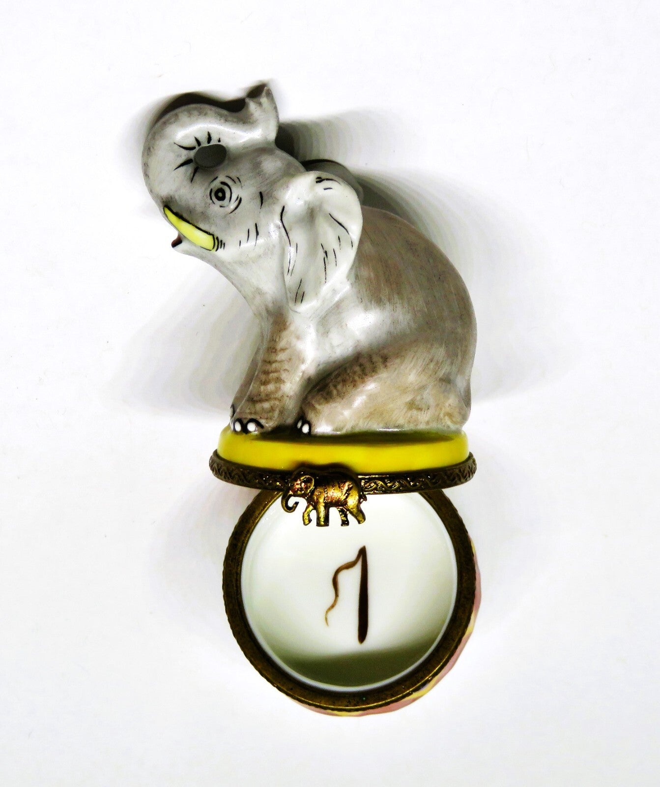 LIMOGES FRANCE BOX ~ PARRY-VIEILLE ~ CIRCUS ELEPHANT & STAND ~ PEINT MAIN