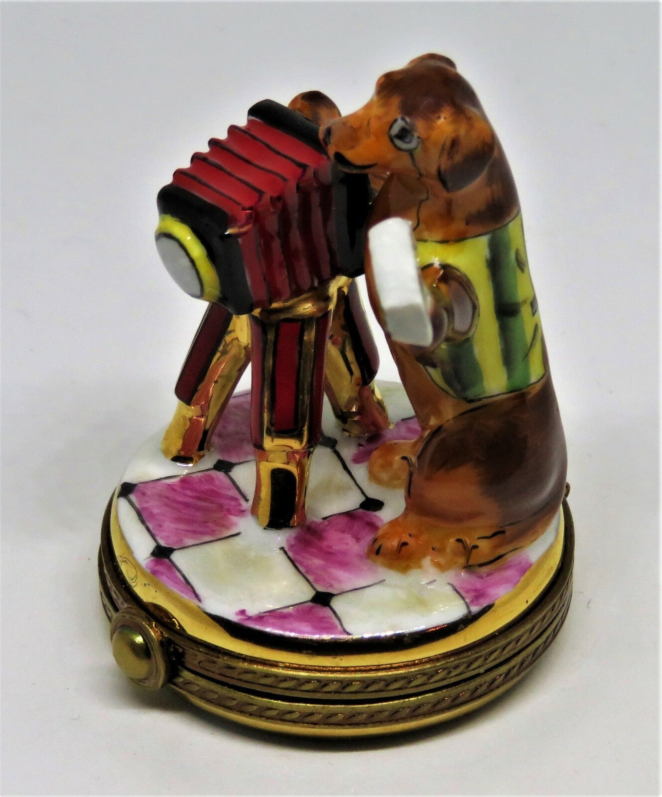 LIMOGES FRANCE BOX - CHAMART - WHIMSICAL SPANIEL DOG & CAMERA - PHOTOGRAPHER