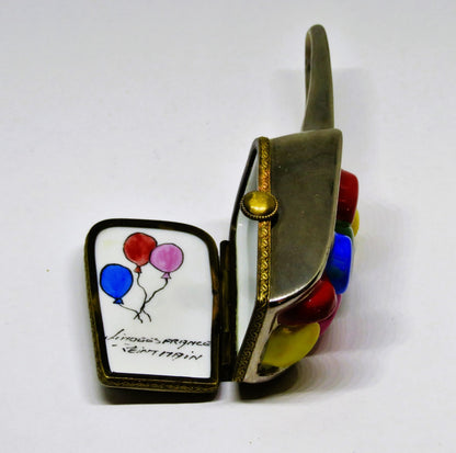 LIMOGES FRANCE BOX ~ VINTAGE 'CHROME' SCOOP & CANDY ~ BALLOONS ~ PEINT MAIN