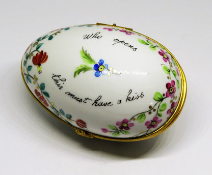LIMOGES BOX- TIFFANY & CO. PRIVATE STOCK - LE TALLEC - FLORAL EGG -FLOWERS- 1989