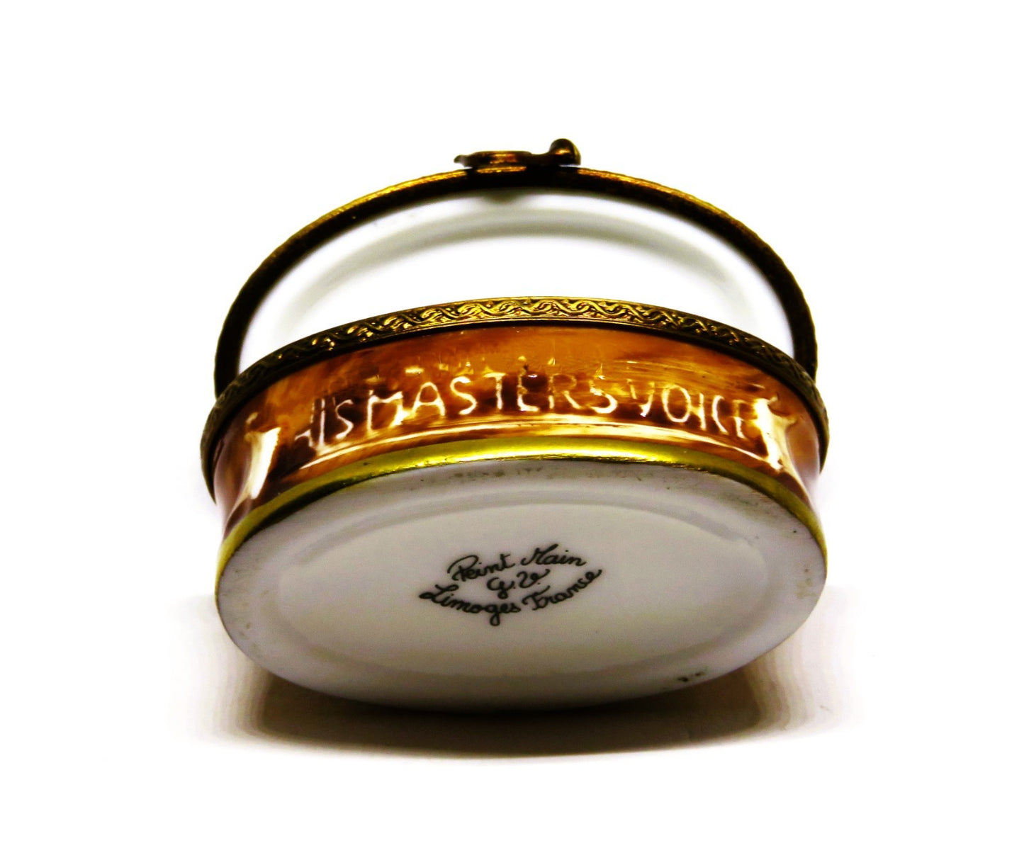 LIMOGES BOX - TERRIER - DOG & GRAMOPHONE - PUPPY - "HIS MASTER'S VOICE" - NIPPER