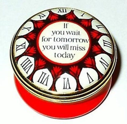 HALCYON DAYS ENAMEL BOX - CLOCK