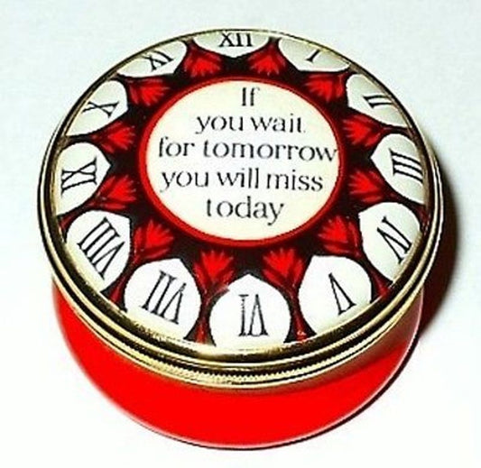 HALCYON DAYS ENAMEL BOX - CLOCK