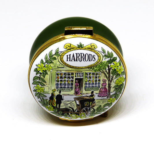 CRUMMLES ENGLISH ENAMEL BOX - HARRODS DEPARTMENT STORE C. 1851 - LONDON ENGLAND