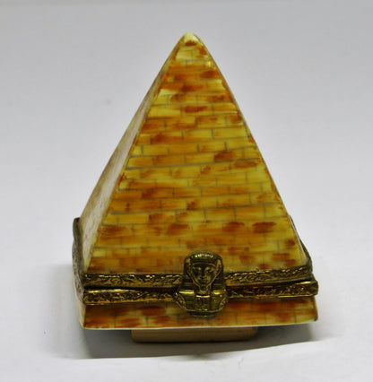 LIMOGES FRANCE BOX - RENAISSANCE GUILD - EGYPTIAN PYRAMID - PHARAOH'S HEAD CLASP