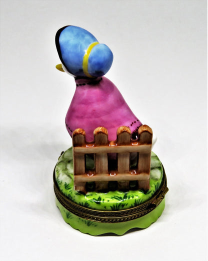 LIMOGES FRANCE BOX -PARRY-VIEILLE- JEMIMA PUDDLEDUCK & 3D FENCE - BEATRIX POTTER