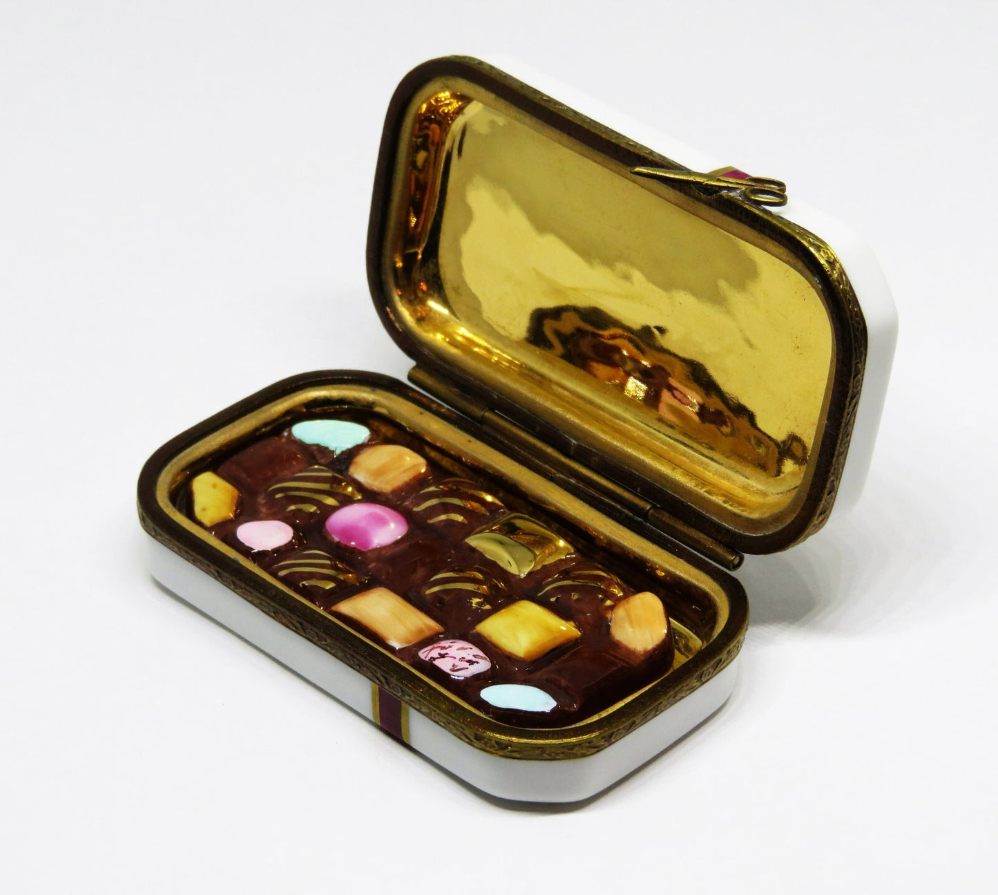 LIMOGES GIFT BOX & CHOCOLATS DE PARIS CANDY TRUFFLES ~ BOW ~ ANNIVERSARY