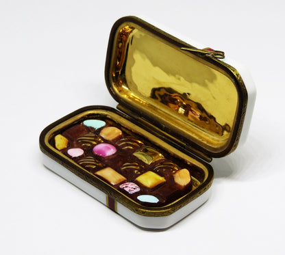 LIMOGES GIFT BOX & CHOCOLATS DE PARIS CANDY TRUFFLES ~ BOW ~ ANNIVERSARY