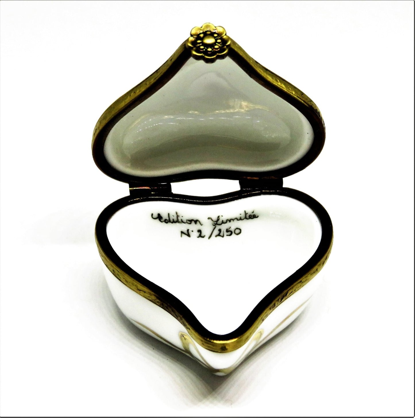 LIMOGES BOX -RIBIERRE- HEART & PINK ROSE -FLOWERS- "JE T'AIME" - I LOVE YOU - LE