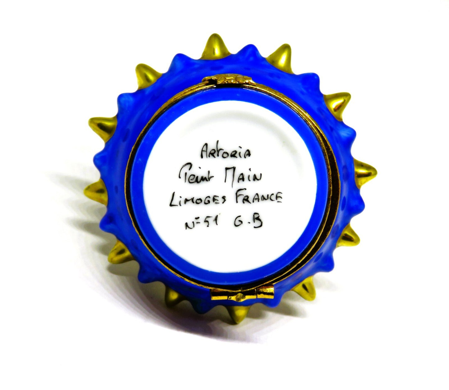 LIMOGES FRANCE BOX - ARTORIA - SUNBURST - SMILING SUN FACE - GOLD RAYS - LE #51