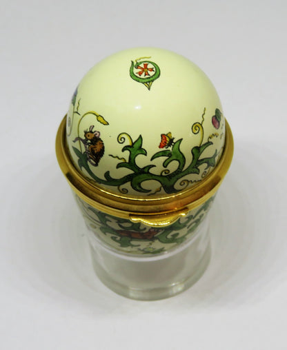 STAFFORDSHIRE ENGLISH ENAMEL BOX - VINTAGE EGG - MICE - BUTTERFLY - DRAGONFLY