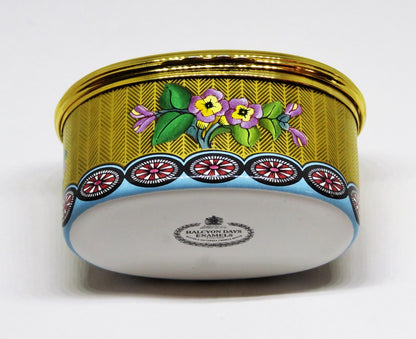 HALCYON DAYS ENGLISH ENAMEL BOX - GOLD PARIS SNUFF BOX - CIRCA 1750 - FLOWERS