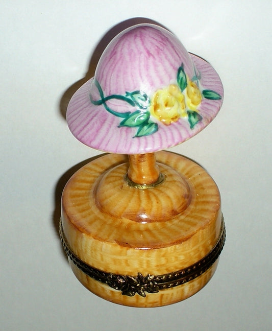 LIMOGES FRANCE BOX ~ ROCHARD ~HAT STAND MANNEQUIN & SUMMER BONNET & FLOWERS~ MIB