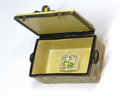 LIMOGES BOX - EXIMIOUS - AFRICAN SAFARI TRAVEL TRUNK - CAMERA & MAP & BINOCULARS