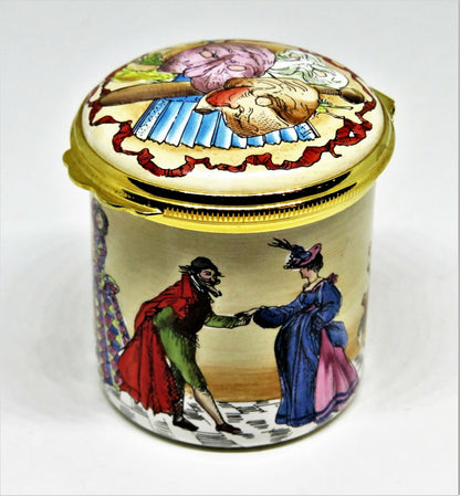 HALCYON DAYS ENAMEL BOX - COMMEDIA DELL'ARTE - ITALIAN THEATRE - LINCOLN CENTER