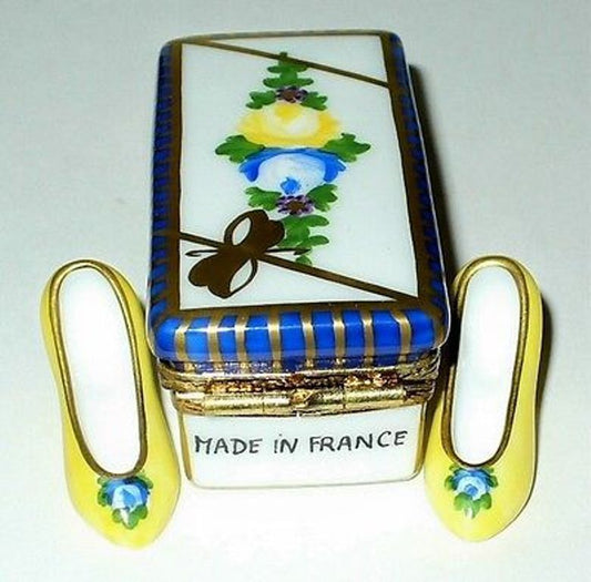 LIMOGES FRANCE BOX- SEVRES FLORAL SHOE BOX & HIGH HEELED SHOES - ROSES - FLOWERS