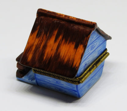 LIMOGES BOX ~ EXIMIOUS ~ BIRD HOUSE & PORCH & RAILING ~ NEST & EGGS ~ PEINT MAIN