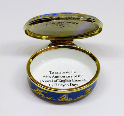 HALCYON DAYS ENGLISH ENAMEL BOX - ANTIQUE LONDON FLORAL - FLOWERS - 18TH CENTURY