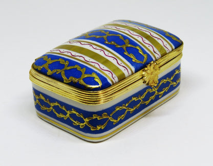 LIMOGES FRANCE BOX - LE TALLEC - BLUE & GOLD RECTANGLE - GRIGNAN BLEUE - 1948
