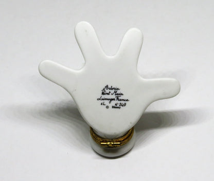 LIMOGES FRANCE BOX - ARTORIA - MICKEY MOUSE'S GLOVED HAND - LE - DISNEY