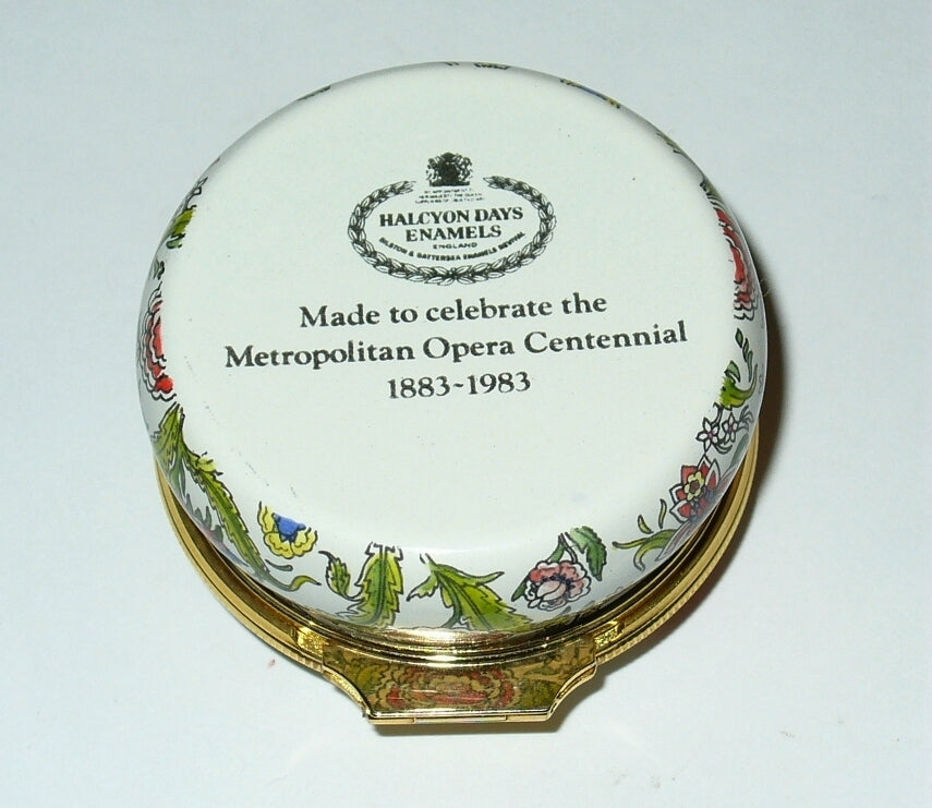 HALCYON DAYS ENGLISH ENAMEL BOX -FLOWERS- METROPOLITAN OPERA CENTENNIAL - CARMEN