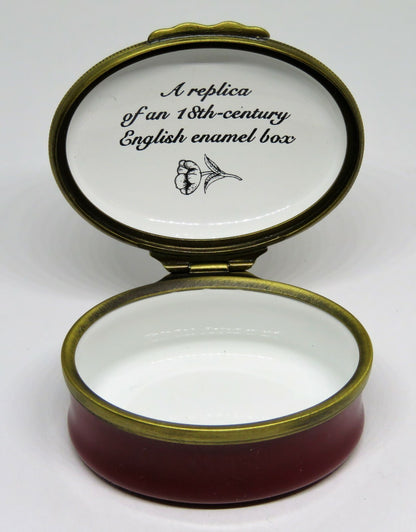 HALCYON DAYS ENAMEL BOX- VASE OF  FLOWERS - 18TH CENTURY REPLICA - BROOK STREET