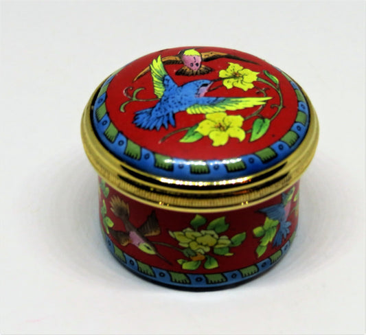 HALCYON DAYS ENAMEL BOX - HUMMINGBIRDS & FLOWERS - BIRDS