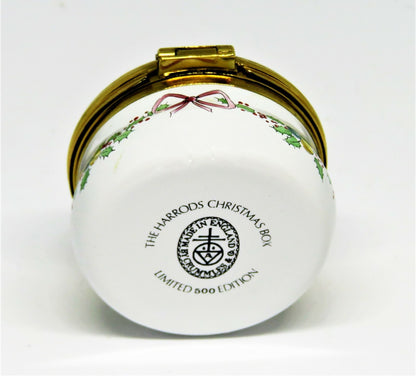 CRUMMLES ENAMEL BOX - HARRODS CHRISTMAS 1987 - VICTORIAN SCENE - GIRLS & SNOWMAN