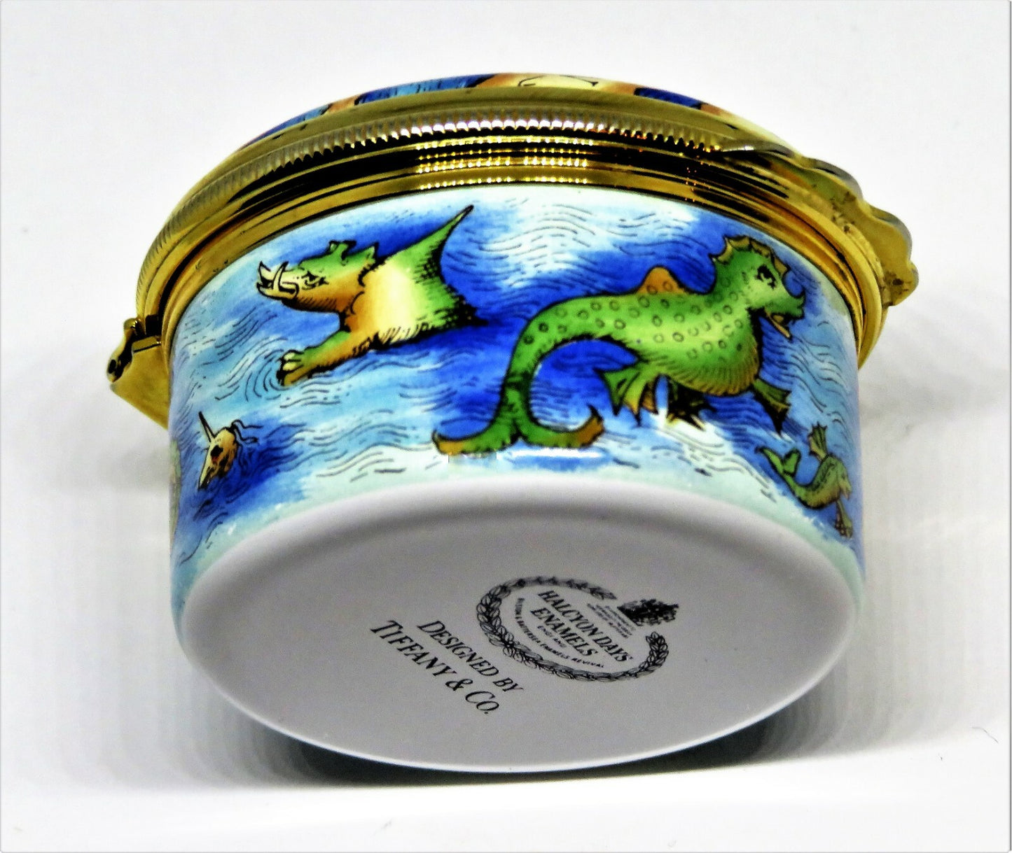 HALCYON DAYS ENAMEL BOX -TIFFANY & CO.- MAP & CHRISTOPHER COLUMBUS SAILING SHIPS