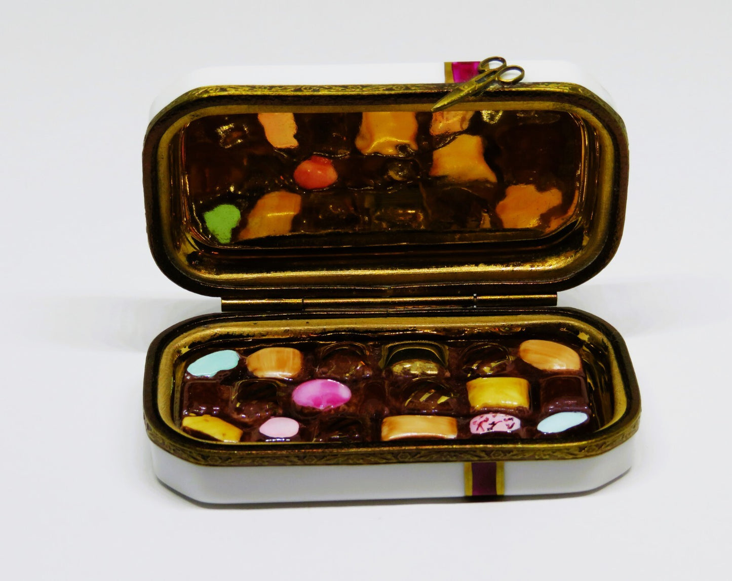 LIMOGES GIFT BOX & CHOCOLATS DE PARIS CANDY TRUFFLES ~ BOW ~ ANNIVERSARY