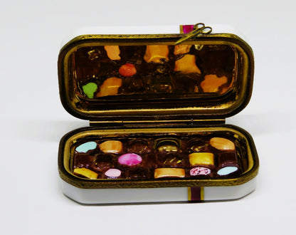 LIMOGES GIFT BOX & CHOCOLATS DE PARIS CANDY TRUFFLES ~ BOW ~ ANNIVERSARY