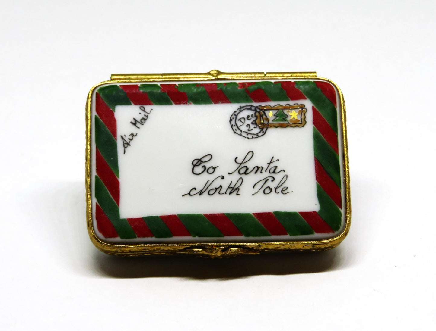 LIMOGES FRANCE BOX - ARTORIA - STAMPED ENVELOPE & LETTER TO SANTA CLAUS - LE 450