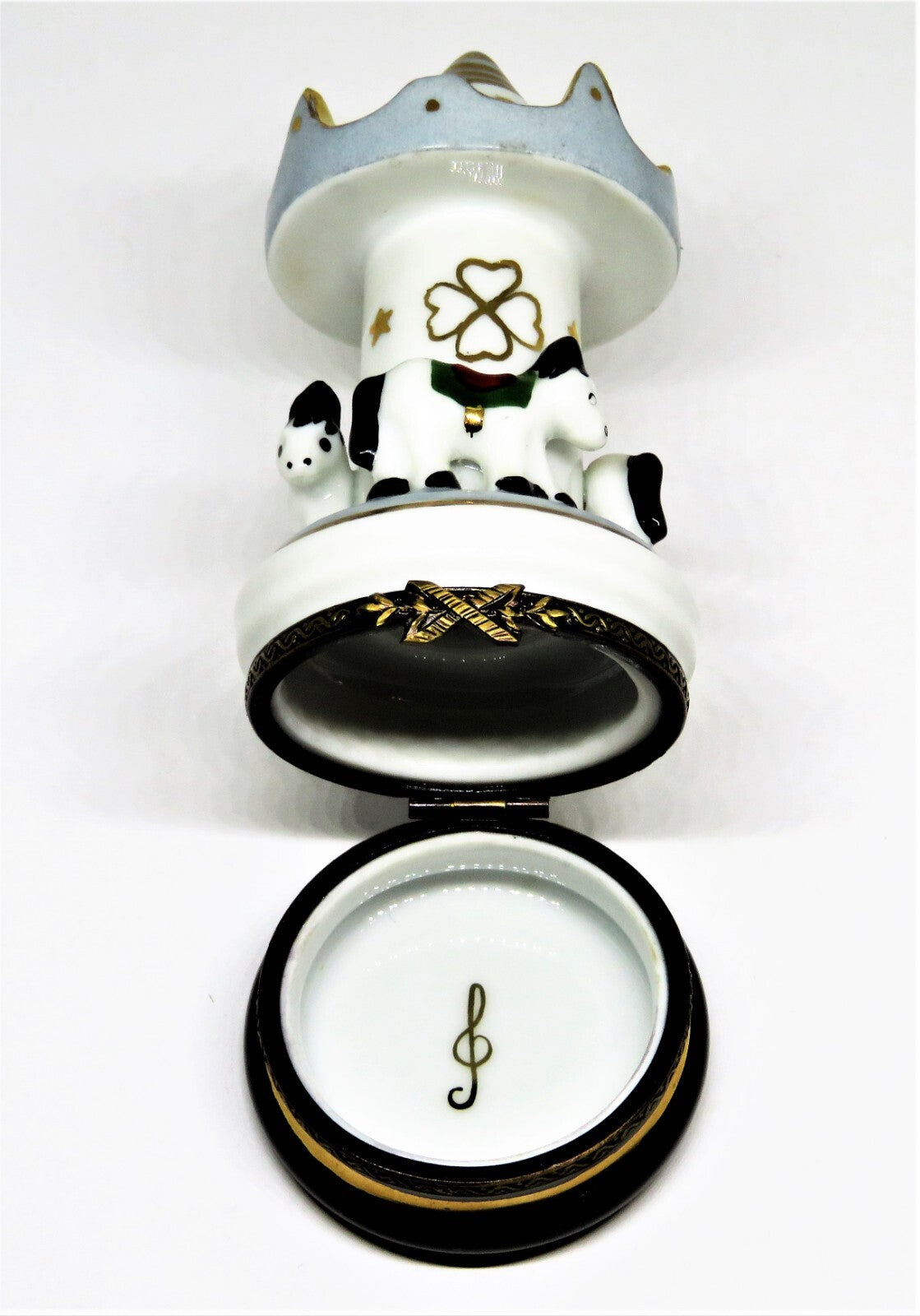 LIMOGES FRANCE BOX - TALL CAROUSEL WITH HORSES - MERRY-GO-ROUND - STAR & FLOWERS