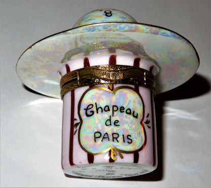 LIMOGES FRANCE BOX ~ PARIS HAT ~ FIONA SAUNDERS ~ BRAID & FABRIC BOW ~ LE 47/300