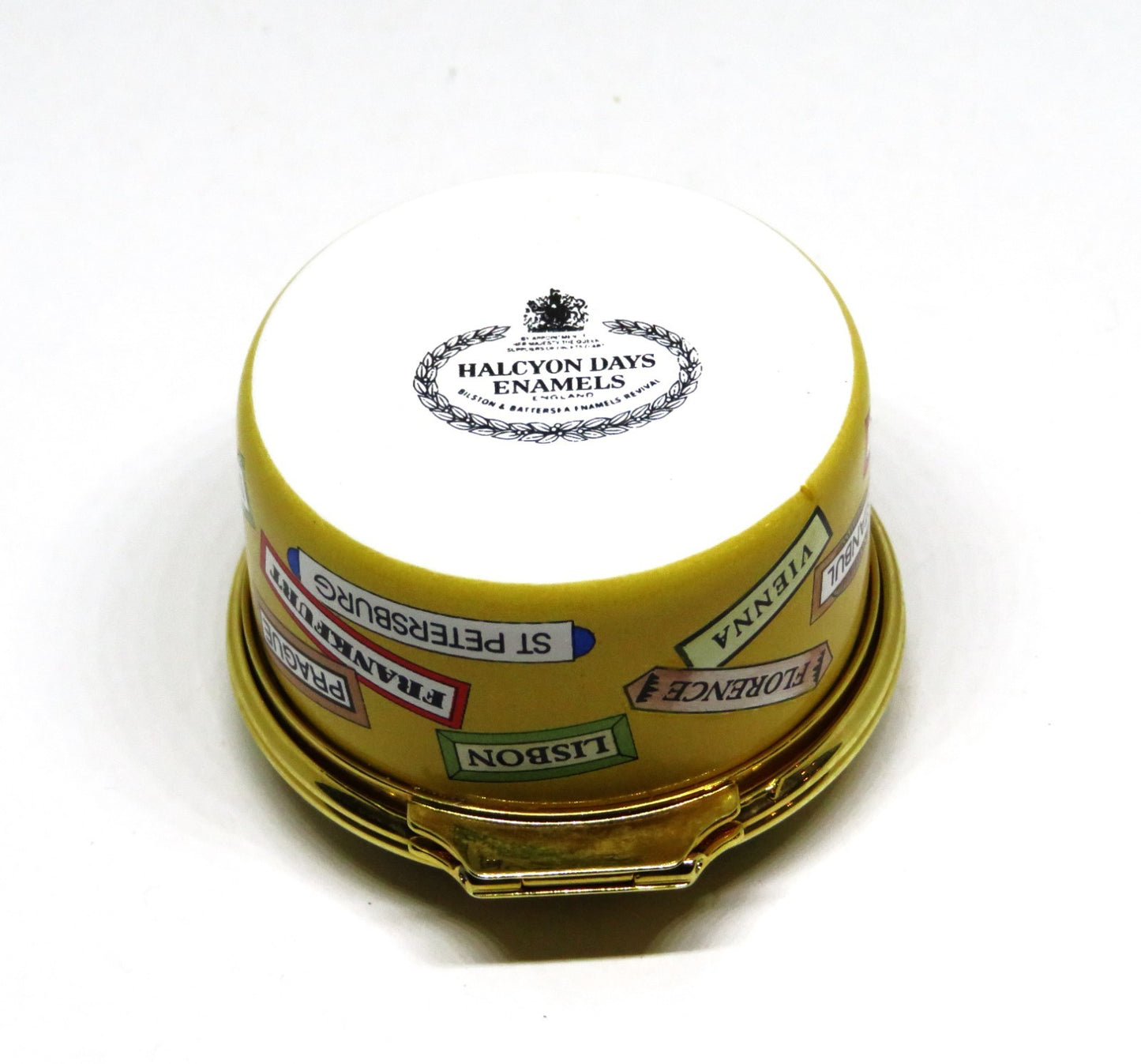 HALCYON DAYS ENAMEL BOX - "NICE TO GO TRAV'LING" - SINATRA SONG - WORLD CITIES