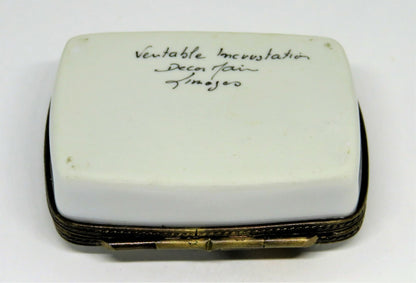 LIMOGES FRANCE BOX - NORDSTROM RECTANGLE - "N" - GOLD INCRUSTATION