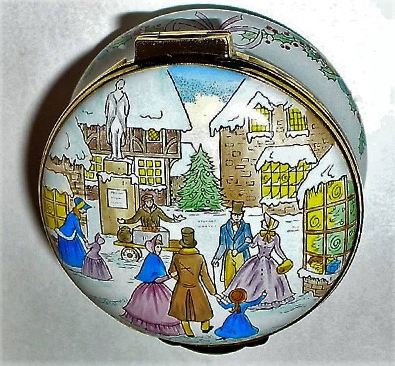 CRUMMLES ENAMEL BOX - HARRODS CHRISTMAS 1988 - VILLAGE TOWN SQUARE - LE