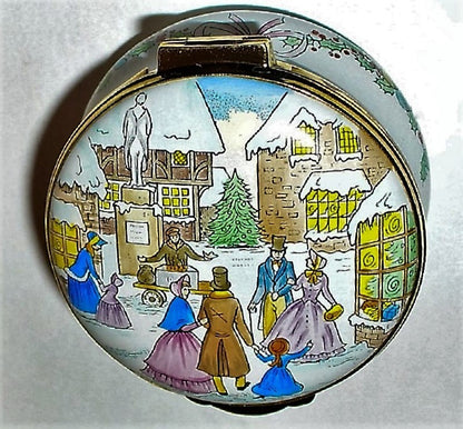 CRUMMLES ENAMEL BOX - HARRODS CHRISTMAS 1988 - VILLAGE TOWN SQUARE - LE