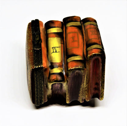LIMOGES FRANCE BOX - CHAMART - STACK OF ANTIQUE 'LEATHER' BOUND BOOKS