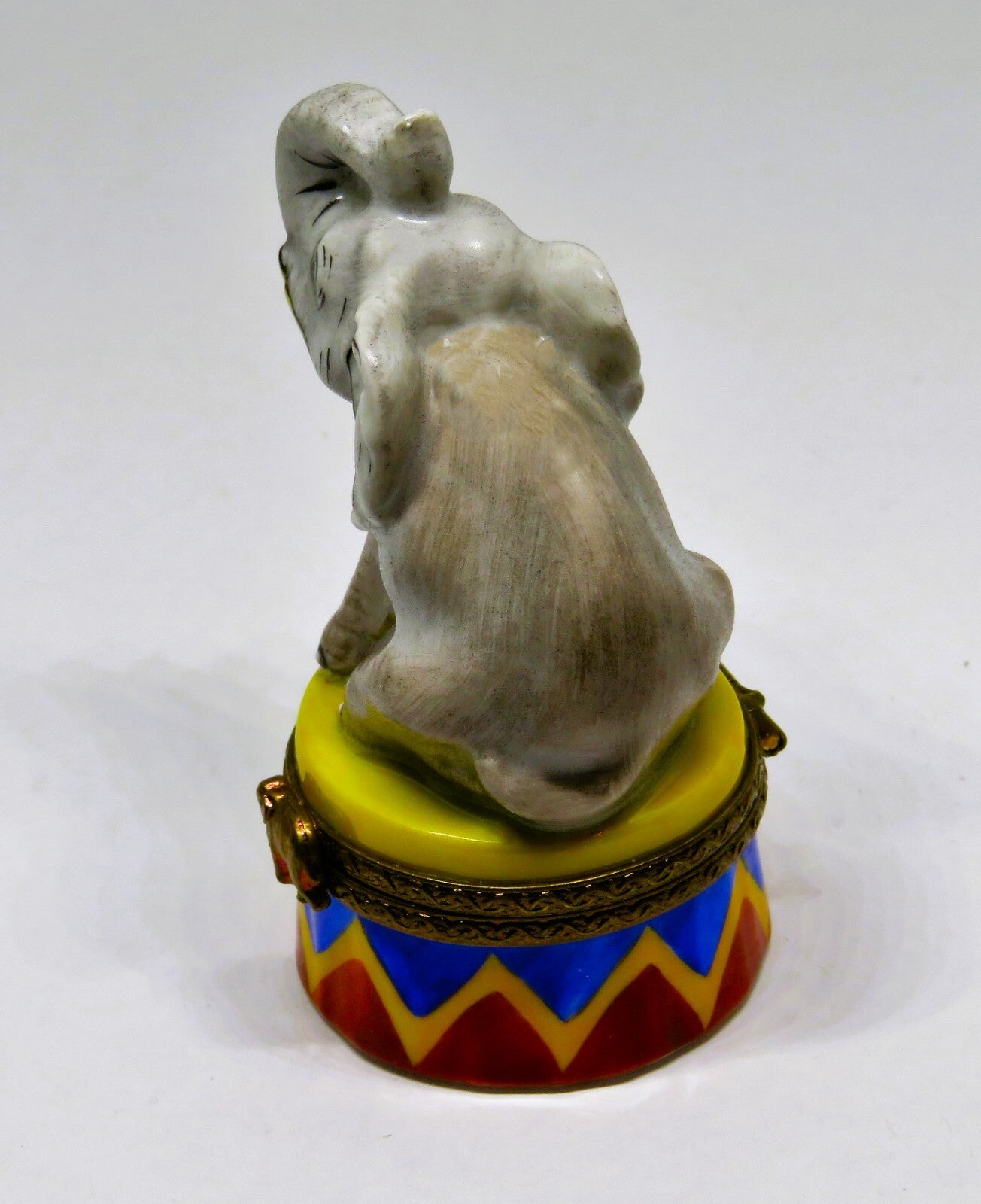 LIMOGES FRANCE BOX ~ PARRY-VIEILLE ~ CIRCUS ELEPHANT & STAND ~ PEINT MAIN