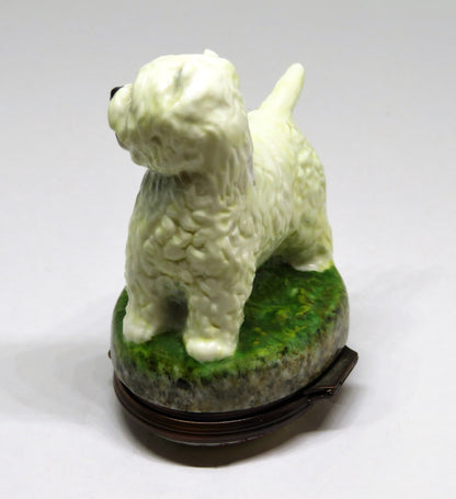 HALCYON DAYS ENGLISH ENAMEL BOX - WEST HIGHLAND TERRIER BONBONNIERE -DOG- PUPPY