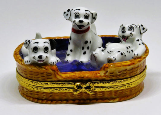 LIMOGES FRANCE BOX- ARTORIA - "101 DALMATIANS" - WALT DISNEY - DOGS - PUPPY - LE