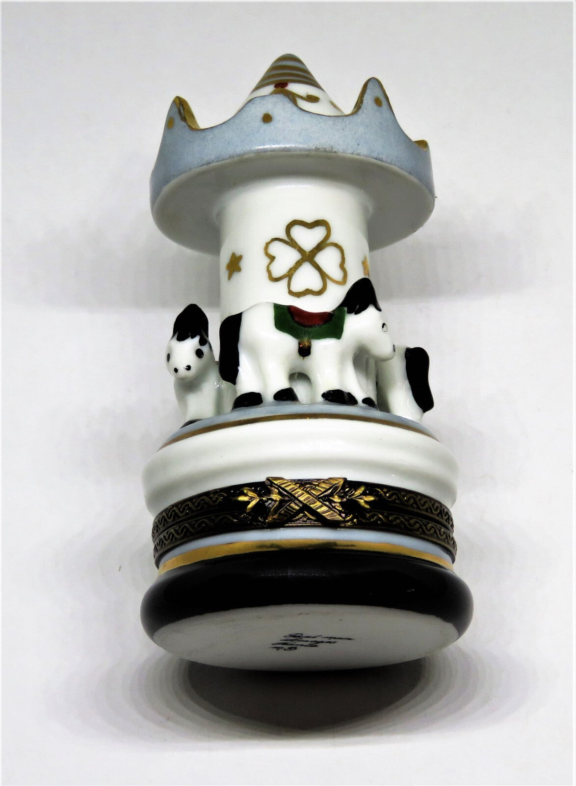 LIMOGES FRANCE BOX - TALL CAROUSEL WITH HORSES - MERRY-GO-ROUND - STAR & FLOWERS